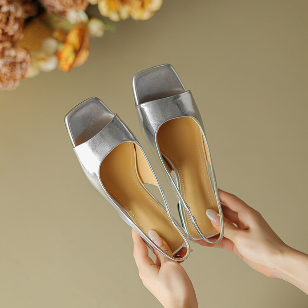 Sandals - Comfortabele zachte binnenzool Metallic Kitten Heel