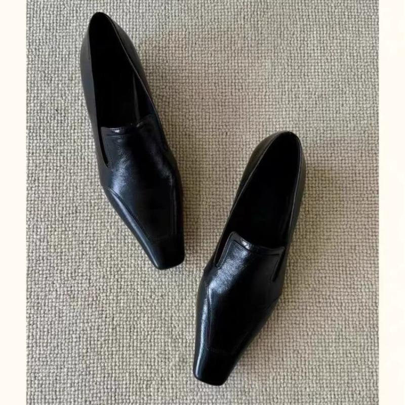 Women'S Shoes - Retro vierkante teen diepe mond instappers